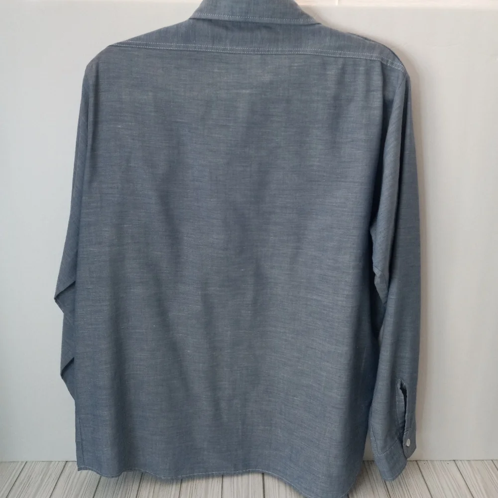 Vintage King Kole Hand Embroidered Southwestern Chambray Long Sleeve Shirt